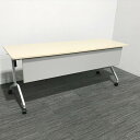 会議テーブル フラップ式 W1800 D600 リーフライン 幕板付 コクヨ プレーン TF-860747B ∴ □ 【中古】