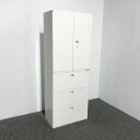 上下書庫 3段ラテラル 両開き レクトライン スチールキャビネット オカムラ ホワイト 【中古】