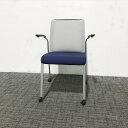 スタッキングチェア 肘付 キャスター付 steelcase スチールケース ブルー 【中古】