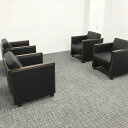 ソファ 4点セット キャスター付 ブラック 【中古】
