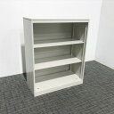 スチール書庫 オープン キャビネット オカムラ 42 ライトスモーク 天板付き 【中古】