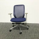 オカムラ シルフィー ハイバック メッシュ オフィスチェア 肘付 ブルー 【中古】