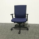 オカムラ エスクード ハイバック オフィスチェア 肘付 ブルー 【中古】