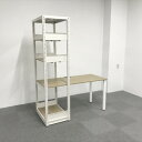 オフィスデスク 平デスク スチールデスク 事務机 井上金庫 シェルビングデスク フォレスト 木目調 ラックデスク 【中古】