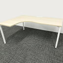L字デスク 左ラウンド プレナ ワークテーブル 引出し無 オフィスデスク 内田洋行 ウチダ 【中古】