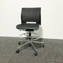 ハイチェア 昇降式 カウンターチェア ハイタイプ 背メッシュタイプ キャスター付 コクヨ ブラック 【中古】