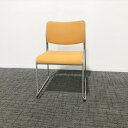 スタッキングチェア 肘無 内田洋行 ウチダ オレンジ 【中古】