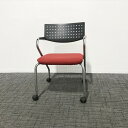 スタッキングチェア 肘付 ビザロール2 キャスター付 Vitra ヴィトラ レッド 【中古】