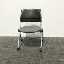 スタッキングチェア 肘無 リータ キャスター付 オカムラ グレー 【中古】