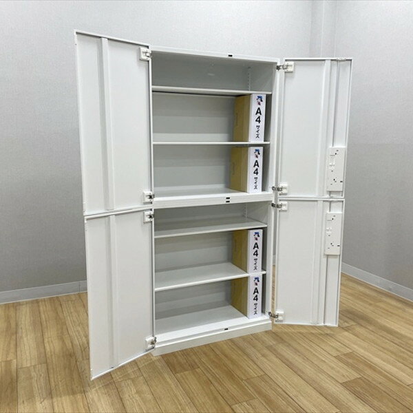 【中古】両開き書庫 上下セット エディア スチール書庫 収納 キャビネット コクヨ ホワイト [2]