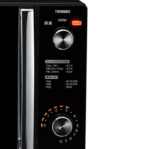 ツインバード ミラーガラスフラット電子レンジ 20L ブラック DR-D278B 電子レンジ レンジ 単機能 フラット横開き ヘルツフリー『送料無料（一部地域除く）』