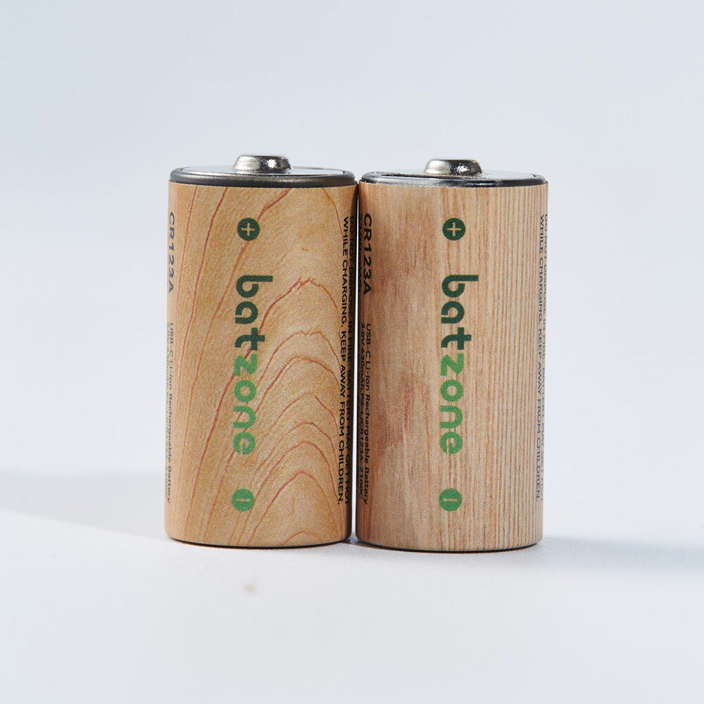 『ゆうパケット配送』充電池 CR123A タイプC 充電式 バットゾーン batzone リチウムイオン充電池 カメラ用電池 2本入 USB Type-Cケーブル付『送料無料（一部地域除く）』 2