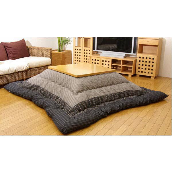 しじら こたつ厚掛け布団単品 (ゆかり) ブラック 『205×205cm』『代引不可』『送料無料（一部地域除く..
