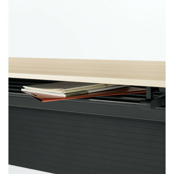 オカムラ サイドフォールドテーブル マルカ 棚板付 W1500×D600×H720mm ホワイト脚 プライズウッドライト 81F5YD MDB4 『代引不可』『送料無料(一部地域除く)』 [2]