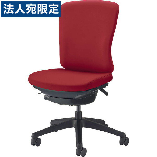 ライオン事務器 オフィスチェア バーサル ミドルバック ブラックシェル ブラック脚 アームレス 布張り ..