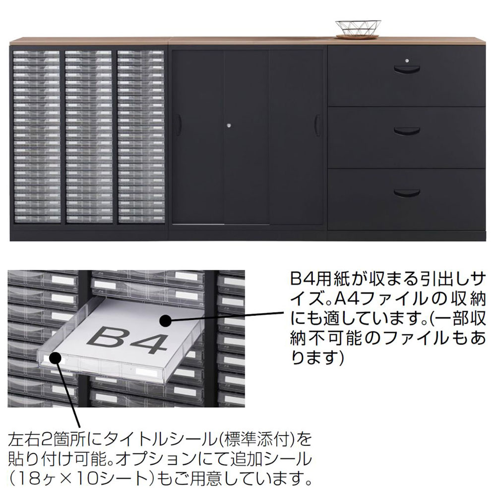レターケース プラスチックキャビネット A4/B4 浅型29/深型20 下置用 ブラック RK4...