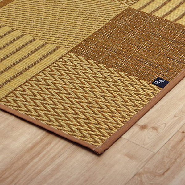 イケヒコ DX京刺子 い草 花ござカーペット 江戸間3畳 (174×261cm) ベージュ 敷物 カーペット い草 パッチワーク風 モダン 日本製『代引不可』『送料無料(一部地域除く)』 [2]