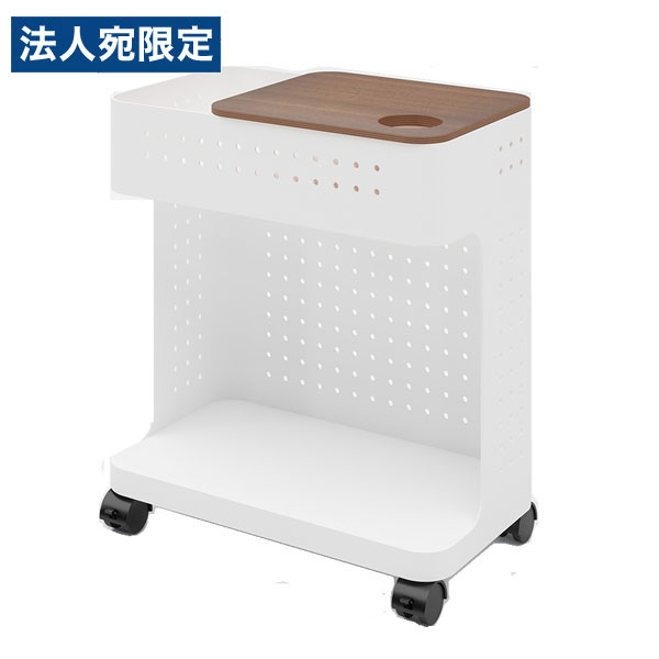 Garage トレイ付きスリムワゴン ホワイト SW4525 サイドワゴン 収納 デスク横 キャスター付 オフィス ..