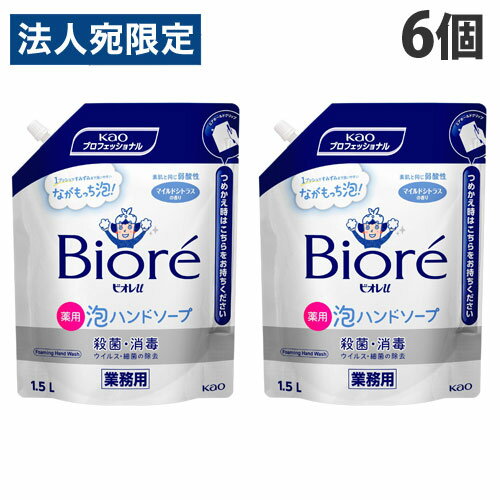 Rakuten - 花王 ビオレu 泡ハンドソープ 業務用 詰替用 1.5L×6個 ハンドソープ 泡タイプ 手洗い 薬用 弱酸性 大容量 詰替『医薬部外品』『送料無料（一部地域除く）』