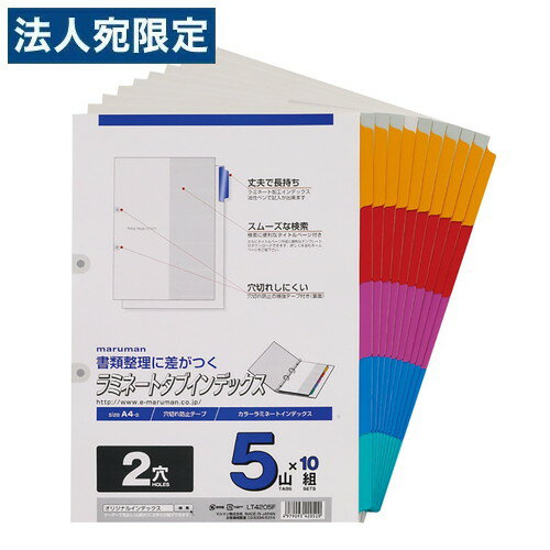 マルマン ラミネートタブインデックス A4 2穴 5山 10組 LT4205F