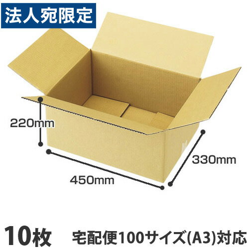 ダンボール 100サイズ（A3）10枚 宅配箱 取手なし 段ボール K5 無地 みかん箱 梱包用 引越し 引っ越し ダンボール箱 段ボール箱 宅配 収納『送料無料（一部地域除く）』