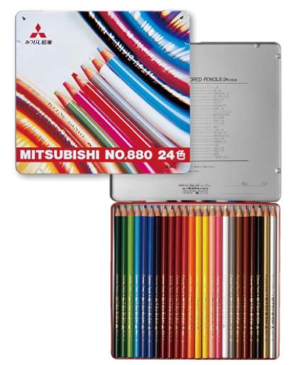 【ゆうパケット対応可】色鉛筆 24色セット 缶入 880級 K88024CPN【三菱鉛筆 uni】