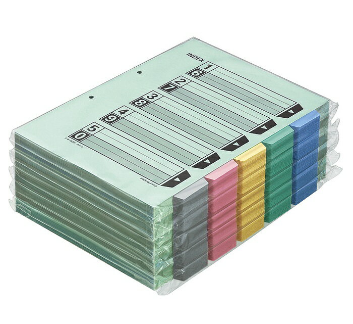 カラー仕切カード（ファイル用）徳用パック　A4縦　5色5山見出＋扉紙　100組入 シキ-140【コクヨ】