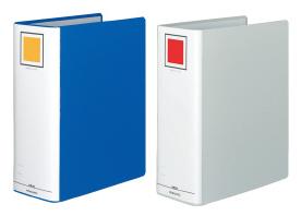サイズ：A4-S 収容寸法：100 収容枚数：1000枚 外寸法（高さ・幅・背幅）：307・242・115 ●再生材配合率/芯材：古紙パルプ配合率100% ●穴数/2穴 ●とじ穴間隔/80mmピッチ ●表紙/PPフィルム貼り（芯材：古紙パルプ配合） ●替背紙式 ●カラー仕切カード（5山・1組）付きk5113-9506●とじ具と表紙に分別廃棄が可能 ●スリム設計のとじ具の採用で棚内の収納効率アップ ●カラー仕切カード付き ●表紙／PPフィルム貼り ●2穴 ●とじ穴間隔／80mmピッチ フ-E6100B青、フ-E6100Cシルバー