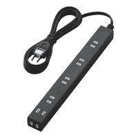 ほこり防止シャッター付きスリムタップ【エレコム】T-NSL-2620BK 2m/ブラック