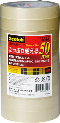 【3Mジャパン】透明粘着テープ＃50018mm×35m/10巻入 500-3-18-10P