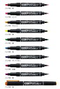 赤 WKCR1-R、ピンク WKCR1-P、オレンジ WKCR1-OR、 黄 WKCR1-Y、緑 WKCR1-G、青 WKCR1-BL、ダークブルー WKCR1-DB、赤紫 WKCR1-WR、紫 WKCR1-PU、茶 WKCR1-E 347063 ●線の太さ：細0.8〜1.1mm、太4.0mm ●サイズ：最大径Φ10.8×全長133.9mm ●重量：8.1g ●エコマーク認定番号：05112541 ●プラスチックの再利用：約74％ ●グリーン購入法：適合 ●GPNエコ商品ねっと：掲載k5151-5676発色がキレイで色あせしにくい蛍光オプテックスケア 乾けば水に流れず、耐光性に優れています。