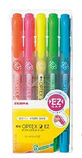 ★ゆうパケット対応可★蛍光オプテックス2-EZ 5色セット蛍光ペン/蛍光マーカー WKT11-5C【ゼブラZEBRA】