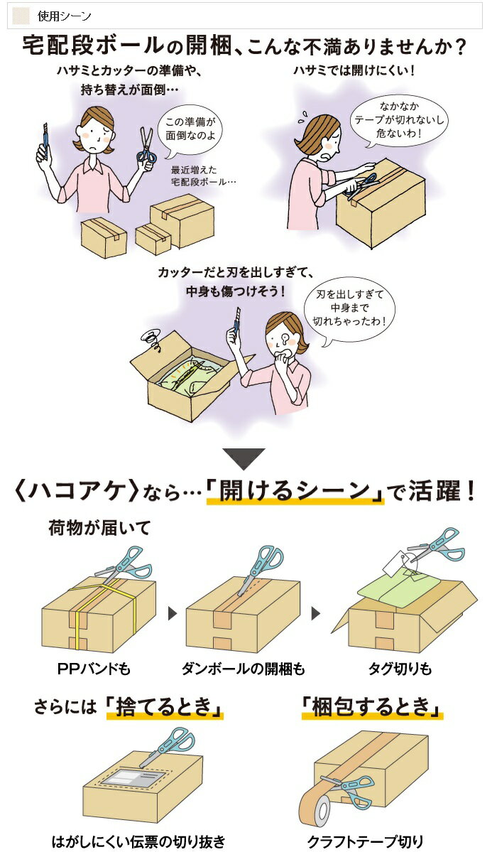 【ゆうパケット対応可】2Wayハサミグルーレス刃ハコアケHAKOakeハサ-P410Bブルー【コクヨKOKUYO】開梱、梱包などに。