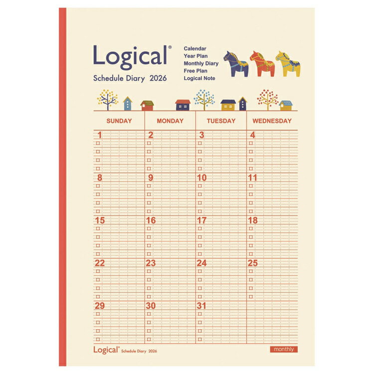 【ゆうパケット対応可】 〈2026年度版 手帳〉 ロジカルダイアリー　2026月間ノートタイプA／A5／ウマ【ナカバヤシ】NS-A502-26AEのサムネイル