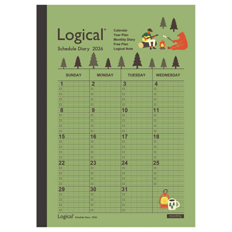 【ゆうパケット対応可】 〈2026年度版 手帳〉 ロジカルダイアリー　2026月間ノートタイプA／A5／キャンプ【ナカバヤシ】NS-A502-26AS1のサムネイル