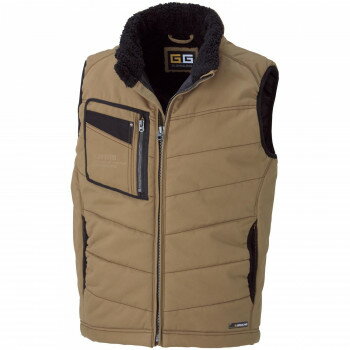 （同梱不可） 桑和 5106 防寒ベスト 3Lサイズ ブラウン(81) G.GROUND 起毛タッチのやわらかな風合い