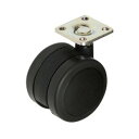 (同梱不可) ハイロジック 26373 双輪キャスター60mm プレート・ストップ無 シンプルな双輪キャスター