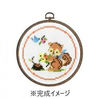 （同梱不可） オリムパス ししゅうキット　フープ　リスと木の実 7404 森のかわいいなかまたち