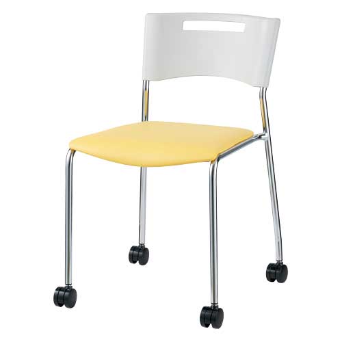 イエロースチールキャスター付きチェア 貞苅椅子製作所 介護椅子 ダイニングチェア 高齢者椅子 汚れに強い