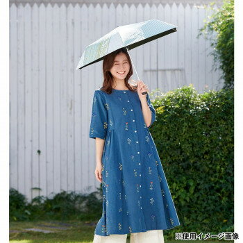 （同梱不可） 折り畳み傘 マルセイユストライプ サックスブルー 37724023038 晴雨兼用!フランスのトワルパントをイメージした折り畳み傘