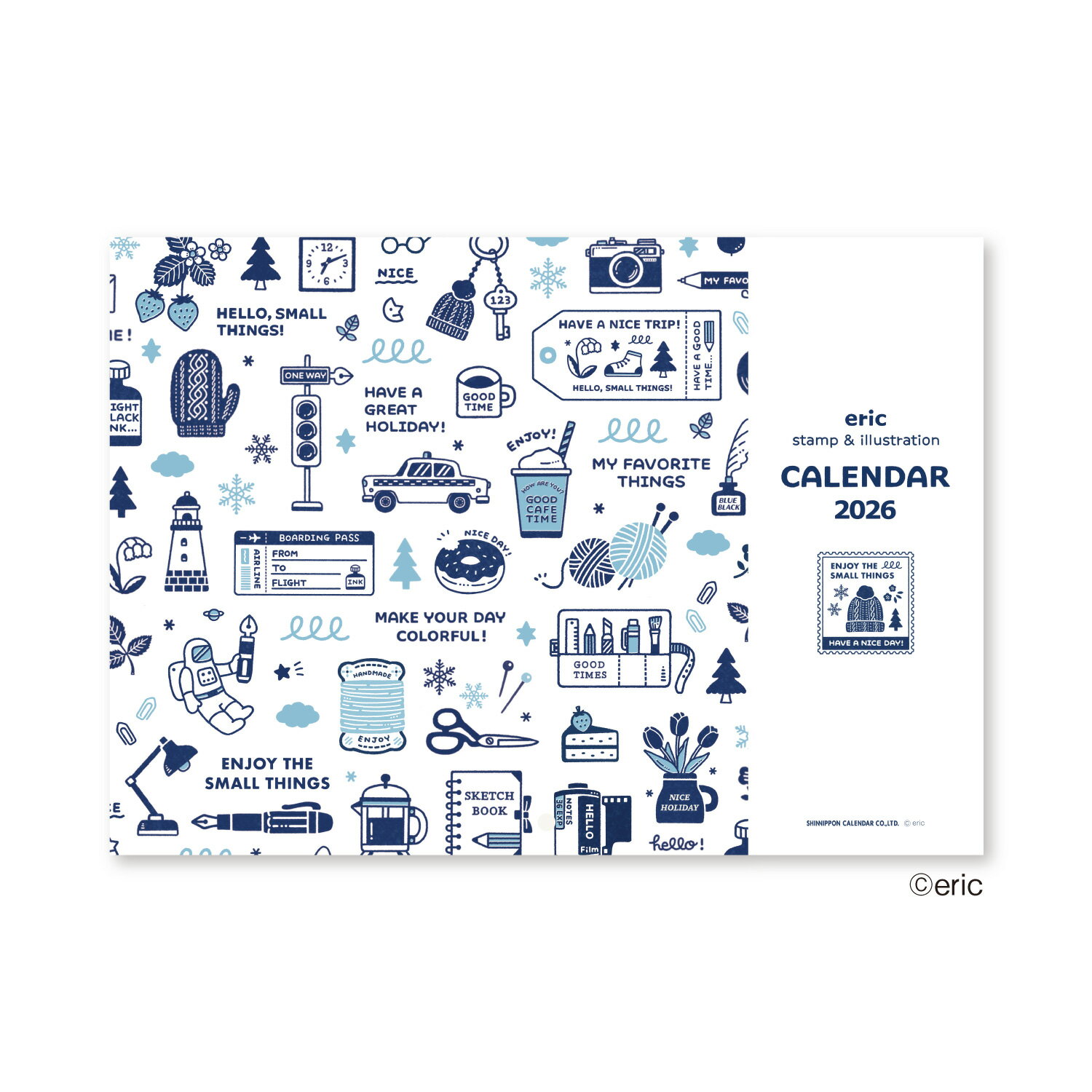 eric 壁掛け ＜2026年版＞カレンダー NK-4000【新日本カレンダー】サイズ：H420×W297mm（パッケージ：H..