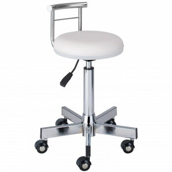 （代引き不可）（同梱不可） サロン向け LB-15 背付きスツール ホワイト 60311 お掃除メンテナンスキャ..