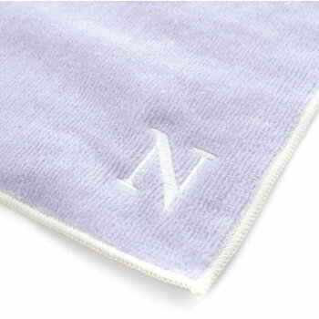 （同梱不可） ハートウエル　イニシャルハンカチ ハンカチ ラベンダーN 滑らか生地にイニシャルの刺繍を施したタオルハンカチ