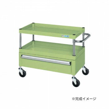 （代引き不可）（同梱不可） サカエ CSパールワゴン中量タイプ 引出し付 グリーン CSP-7562CSE ボルトレスで組立簡単