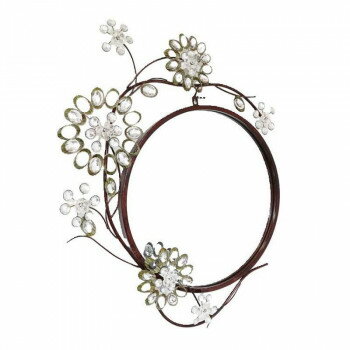 （同梱不可） 鏡 壁掛けミラー 1304KFM001 キラキラアクリルのお花がとても可愛い