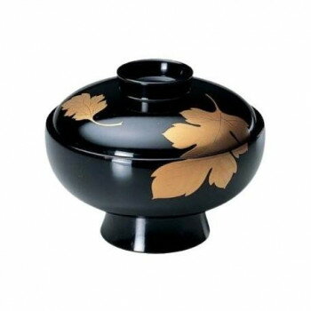 （同梱不可） 福井クラフト　利久椀 黒二枚菊 33604610 越前漆器(木質)のお椀