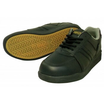 （同梱不可） 日進ゴム ハイパーV　JSAA　A種認定　安全スニーカー(ヒモ) 24.0cm 黒 6100 つま先は本革..