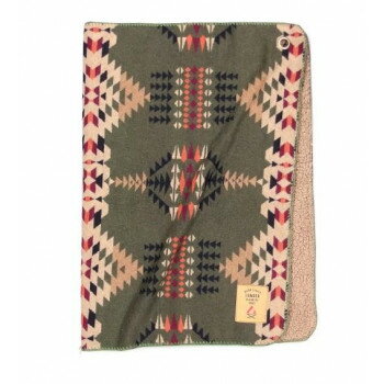 （同梱不可） LUMBERブランケット ナバホ S カーキ SE051093 裏地ボアのあたたかブランケット