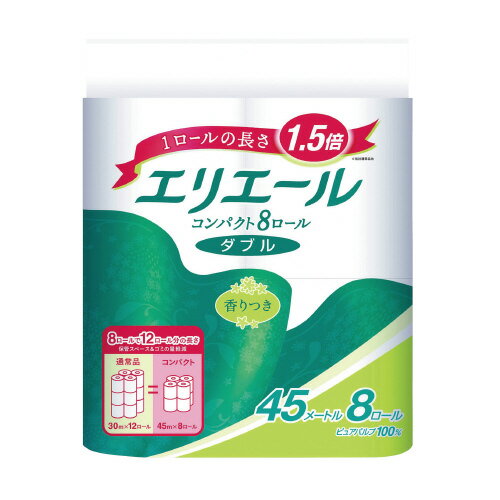エリエール　トイレットティシュー　コンパクト　ダブル　45m×8R723496【大王製紙】
