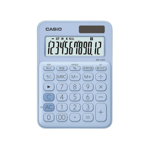 ●12桁　●表示数字高17mm　●ミニジャストサイズ　●税計算　●時間計算　●GTキー　●ソーラー2電源　●プラスチックキー　●計算状態表示　●.早打ち対応　●傾斜表示　●サイズ/W105×D149.5×H22.8mm　●質量/約110g　...